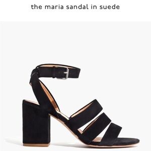 Madewell J. Crew The Maria Triple Strap Sandal In Suede Black 9.5